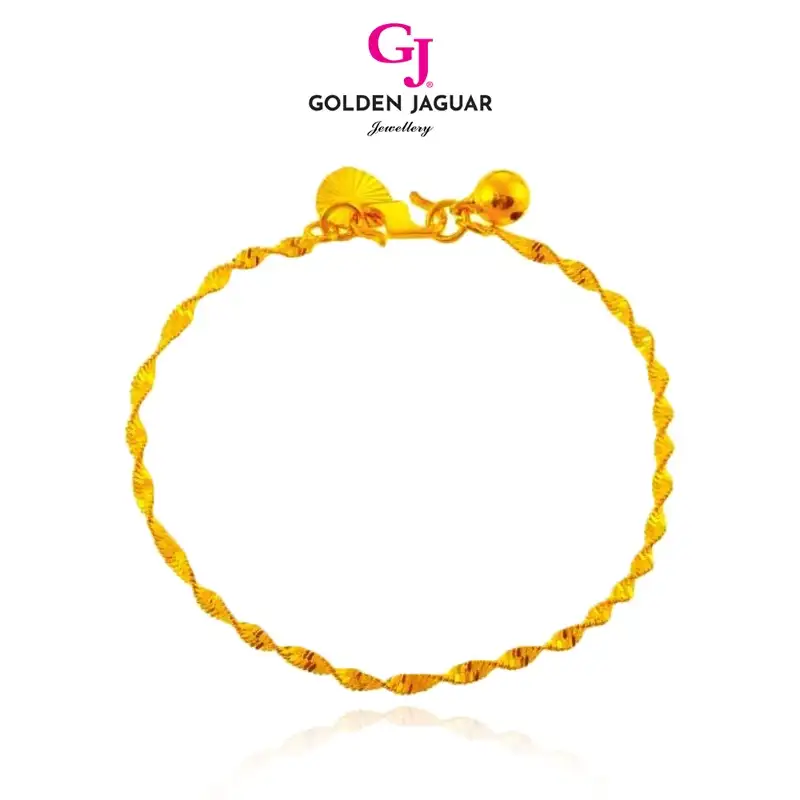 GJ Jewellery Emas Bangkok Emas Korea 24k Gold Plated Kids Bracelet Gelang Tangan Budak Gila-Gila 0.2CM